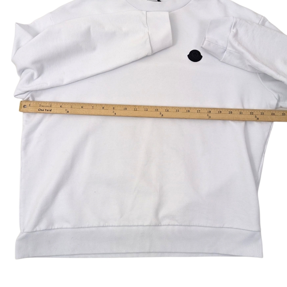 Moncler Pullover Crew Neck Sweatshirt Womens XL White Black Logo 100% Cotton - Picture 5 of 16
